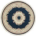 Hand-knotted Ava Navy Wool Rug (3' Round)
