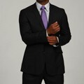 Ben Sherman Men's Black Stripe 2-button Wool Suit