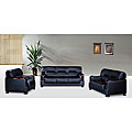 Pearland 3-piece Black Leather Sofa Set