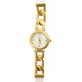 Peugeot Women's Goldtone White Leather Strap Watch