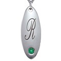 Sterling Silver May Birthstone Initial Necklace