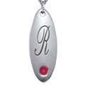 Sterling Silver Created Ruby July Birthstone Initial Necklace