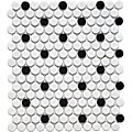 SomerTile 9.875x11.5-in Victorian Penny 3/4-in Matte White Black Dot Porcelain Mosaic Tile (Pack of 10)