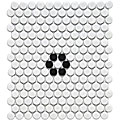SomerTile 9.875x11.5-in Victorian Penny 3/4-in Matte White Black Flower Porcelain Mosaic Tile (Pack of 10)