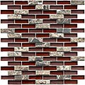 SomerTile 12x12-in Reflections Subway 5/8x2-in Bordeaux Glass/Stone Mosaic Tile (Pack of 10)