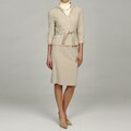 Sharagano Women's Belted 3/4-sleeve Skirt Suit