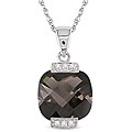 10k White Gold Smokey Quartz and Diamond Necklace