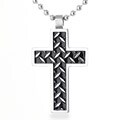 Stainless Steel Diamond Plate Pattern Cross Necklace