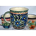 Z.C Boleslawiec Stoneware 12-oz Blue Flower Mug (Poland)
