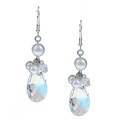 Crystale Silverplated Crystal and Faux Pearl Teardrop Cluster Earrings