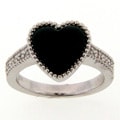 Meredith Leigh Sterling Silver Heart-cut Onyx Ring