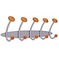 Alba Wood and Metal 5-Peg Wall Rack