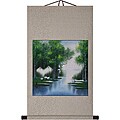 'Cranes and Birch Tree' Wall Art Scroll Painting (China)