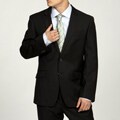 Kenneth Cole Reaction Men's Slim Fit Black Tonal Stripe Suit