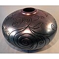 Handcrafted Metallic Blue Round Vase