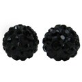 Sterling Silver Black Crystal-studded 6-mm Ball Earrings