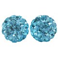 Sterling Silver Aqua Crystal-studded 6-mm Ball Earrings