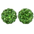 Sterling Silver Green Crystal-studded 6-mm Ball Earrings