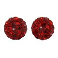 Sterling Silver Red Crystal-studded 6-mm Ball Earrings