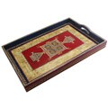 Wooden Hand-painted Embossed Tray (India)