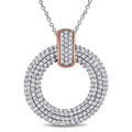 14k Two-tone Gold 1ct TDW Diamond Circle Necklace (G-H, SI1-SI2)