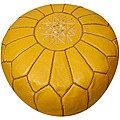 Leather Mustard Pouf Ottoman (Morocco)