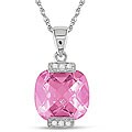 10k White Gold Pink Topaz and Diamond Accent Necklace