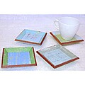 Set of 4 Recycled Wood Coastlife Drink Coasters (Thailand)