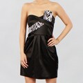 Wishes Junior's Black Zebra Trim Party Dress