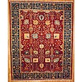 Afghan Hand-knotted Oushak Red/ Navy Wool Rug (12' x 14'7)