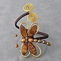 Cotton Brown Shell/ Pearl Dragonfly Brass Cuff (5-10 mm) (Thailand)