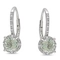 Sterling Silver Green Amethyst and Diamond Accent Earrings
