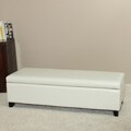 York Bonded Leather White Storage Ottoman Bench