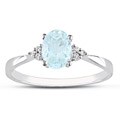 10k White Gold Blue Topaz Diamond Accent Ring