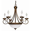 Tet-A-Tet 9-light Old Gold Alabster Glass Bowl Chandelier