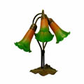Tiffany-style 3-way Lily Green and Bronze Table Lamp