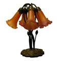Tiffany-style 5-way Bronze Lily Amber/ Purple Table Lamp