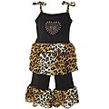 Ann Loren Girl's 2-piece Black Ruffle Tank and Pant Set
