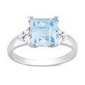 Sterling Silver Topaz and Cubic Zirconia Engagement Ring