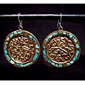Brass and Sterling Silver Turquoise Circle Earrings (Nepal)