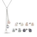 Sterling Silver Multicolor Pearl Jewelry Set (6-6.5 mm)