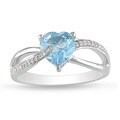 Sterling Silver Sky Blue Topaz and Diamond Accent Heart Ring