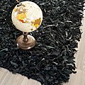Handmade Metro Black Leather Shag Rug (5' x 8')