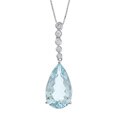 14k White Gold Aquamarine and 1/8ct TDW Diamond Necklace (H-I, I2-I3)