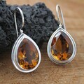 Sterling Silver Citrine Peardrop Dangle Earrings (Indonesia)