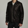 Izod Men's Leather Stand Collar Zip-front Coat