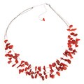 Stonique Creations Sterling Silver Sea Bamboo Coral Chip 3-row Necklace