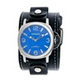 Nemesis Men's Blue Dial Black Leather Band Watch