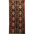 Persian Hand-knotted Hamadan Black/ Rose Wool Rug (4'10 x 10')