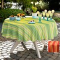 Cabana Stripe 70 in Round Indoor/ Outdoor Stain Resistant Tablecloth Fire Red
